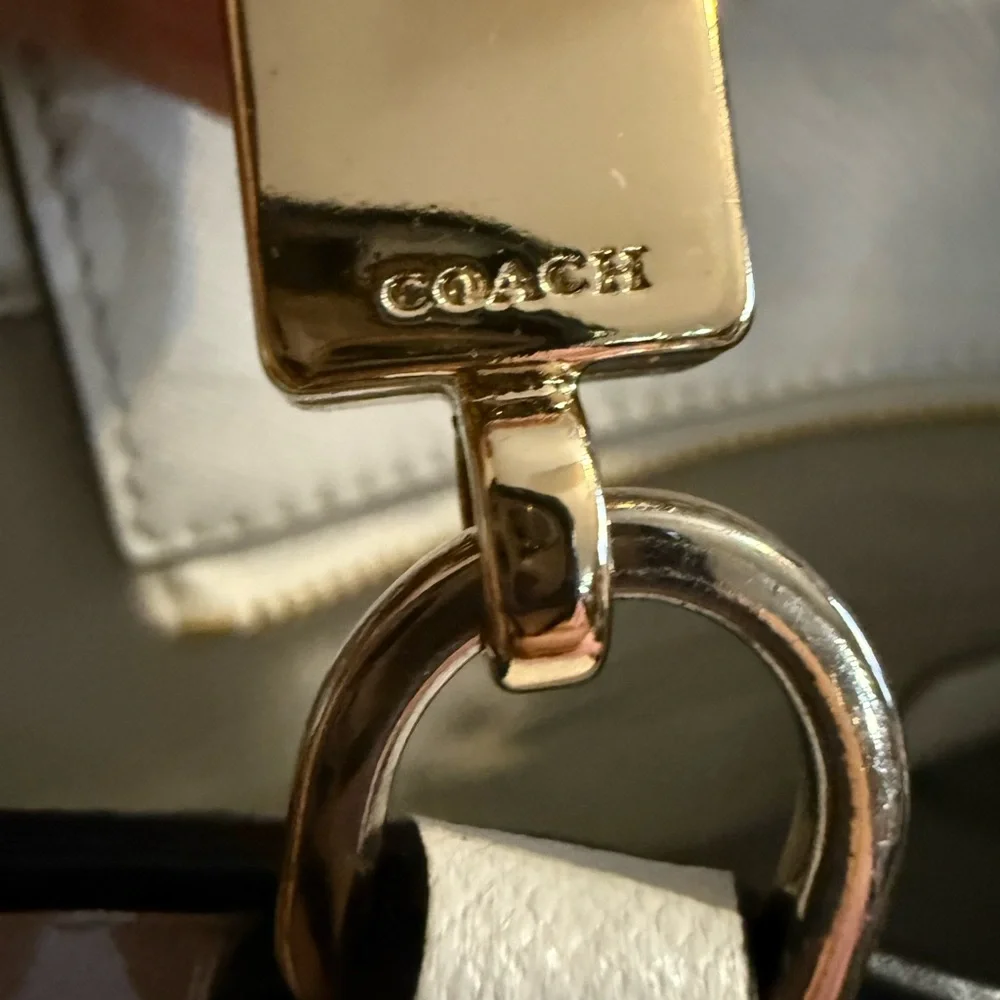 Coach Madison East West Tote Gingham Black & White Print Saffiano Leather - Picture 16 of 17